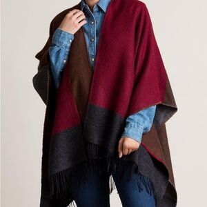 Overland Blair Peruvian Baby Alpaca Wool Ruana Cape Colorblock Wrap